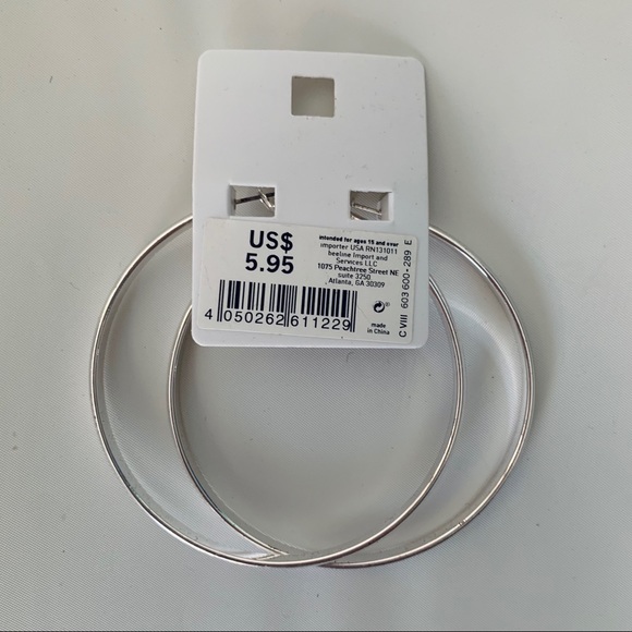 Silver Hoop Earrings - Picture 3 of 4